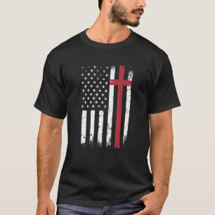 Christliche amerikanische Flagge Usa Patriotic God T-Shirt