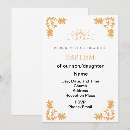 CHRISTLICHE BAPTISMITTELEINLADUNG EINLADUNG (Vorne/Hinten)