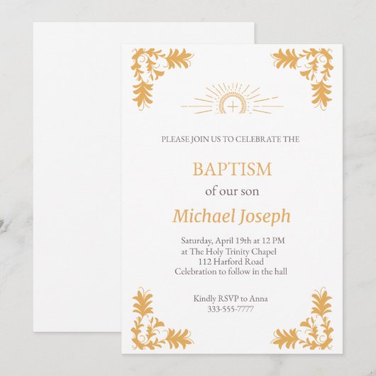 CHRISTLICHE BAPTISMITTELEINLADUNG EINLADUNG (Vorne/Hinten)