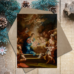 Christliche barocke Vintage-Weihnachts-Krippenszen Feiertagspostkarte
