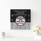 Christliche Baseball-Geschenke mit Baseball-Bibelv Quadratische Wanduhr (Zuhause)