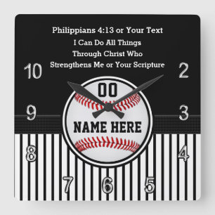 Christliche Baseball-Geschenke mit Baseball-Bibelv Quadratische Wanduhr