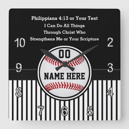 Christliche Baseball-Geschenke mit Baseball-Bibelv Quadratische Wanduhr (Vorderseite)