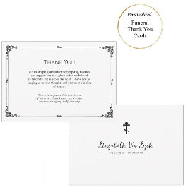 Christliche Beerdigung in Schwarz und Weiß-Orthodo Dankeskarte