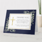 Christliche Beerdigung Navy Blaue Wasserfarbenwelt Dankeskarte (Vorderseite)