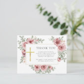 Christliche Beerdigung Rose floral Dankeskarte (Stehend Vorderseite)