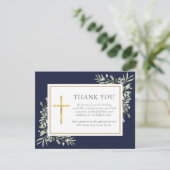 Christliche Beerdigung von Navy Blue Greeneral Dankeskarte (Stehend Vorderseite)