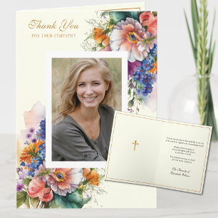 Christliche Beileids-Blumen-Foto-Würdigung Dankeskarte