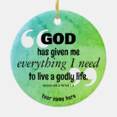 Christliche Bestätigung ALLES, WAS ICH BRAUCHE Keramik Ornament (Hinten)