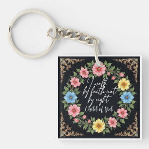 Christliche Bibel-inspirierte Blumen Schlüsselanhänger