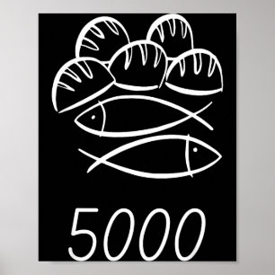 Christliche Bibel Jesus 2 Fische 5 Brote speisen 5 Poster