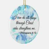 Christliche Bibel kann ich alles Sache-Zitat-Blau Keramik Ornament (Rechts)