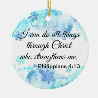 Christliche Bibel kann ich alles Sache-Zitat-Blau Keramik Ornament