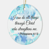 Christliche Bibel kann ich alles Sache-Zitat-Blau Keramik Ornament (Links)