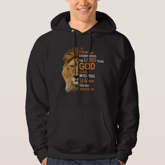 Christliche Bibel Verse Joshua 1 9 Löwenglaube Hoodie (Vorderseite)