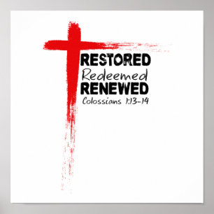 Christliche Bibel Verse Kolossians 1:13-14 Kreuz Poster