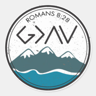 Christliche Bibel Verse Römer 8:28 Gott ist grö Runder Aufkleber