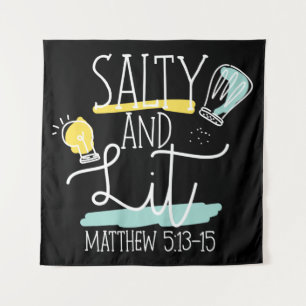 Christliche Bibel Verse Salty und Lit Matthew Wandteppich