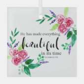 Christliche Bibel Verse Wasserfarben Blume Schöne Ornament Aus Glas (Vorderseite)