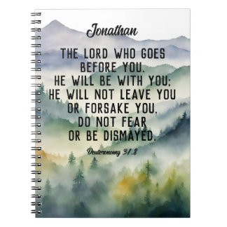 Christliche Bibel Verse Wasserfarbengebirge Name Notizblock