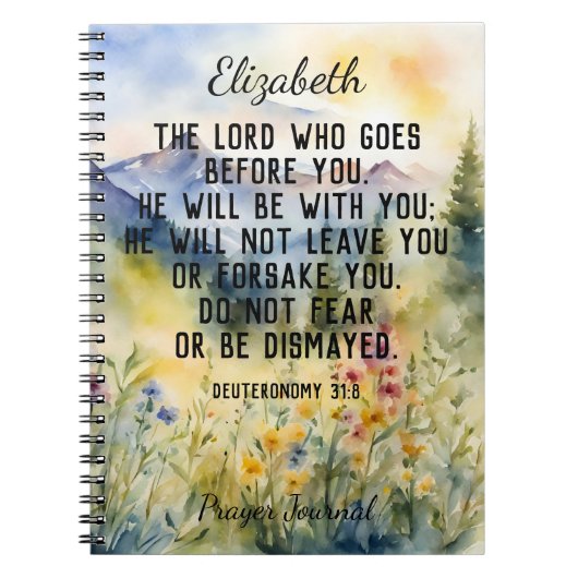 Christliche Bibel Verse Wasserfarbengebirge Name Notizblock (Vorderseite)