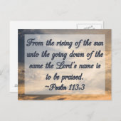 Christliche Bibelschrift Inspiration Psalm 113:3 Postkarte (Vorne/Hinten)