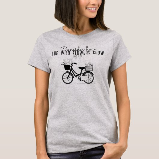 Christliche Bibelverse Boho Wilde Blume Fahrrad T-Shirt (Vorderseite)