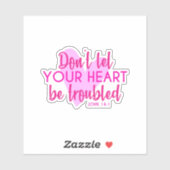 Christliche Bibelverse John 14:1 Inspirationsrosa Aufkleber (Blatt)