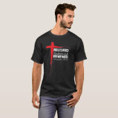 Christliche Bibelverse Kolossisten 1:13-14 Kreuz T-Shirt (Vorne ganz)