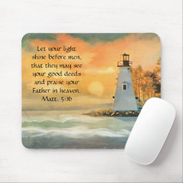 Christliche Bibelverse Leuchtturm Sonnenuntergangs Mousepad