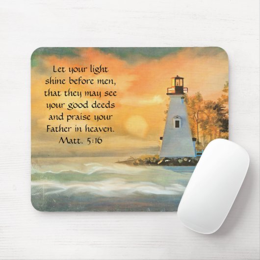 Christliche Bibelverse Leuchtturm Sonnenuntergangs Mousepad (Mit Mouse)
