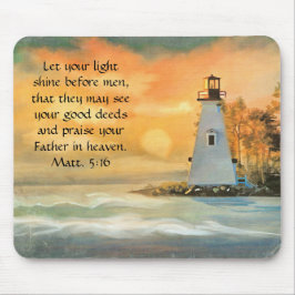 Christliche Bibelverse Leuchtturm Sonnenuntergangs Mousepad