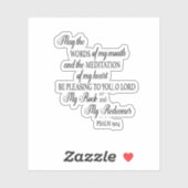 Christliche Bibelverse Mai die Worte meines Mund Aufkleber (Blatt)