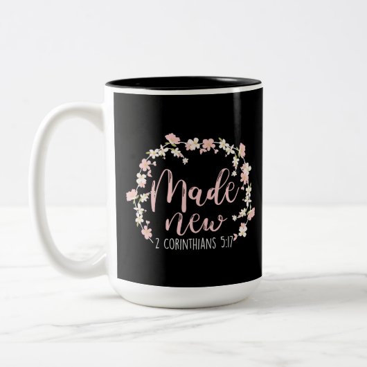 Christliche Bibelverse Neue 2 Korinther 5:17 Zweifarbige Tasse (Links)