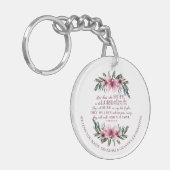 Christliche Bibelverse Rosa Blumenschrift Foto Schlüsselanhänger (Vorderseite links)