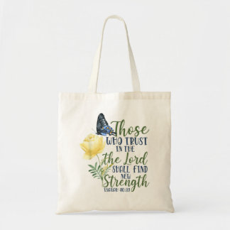 Christliche Bibelverse Schmetterling Rose Blume Is Tragetasche