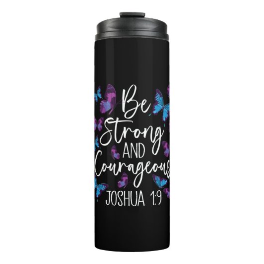 Christliche Bibelverse Sei stark Joshua 1:9 Thermosbecher (Vorderseite)