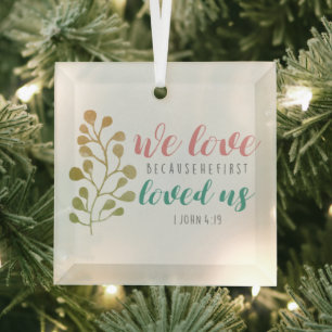 Christliche BIBLE VERSE Wir Liebe wegen Kalligraph Ornament Aus Glas