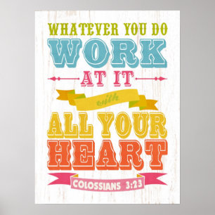 Christliche biblische Verse - Kolossisten 3:23 Poster