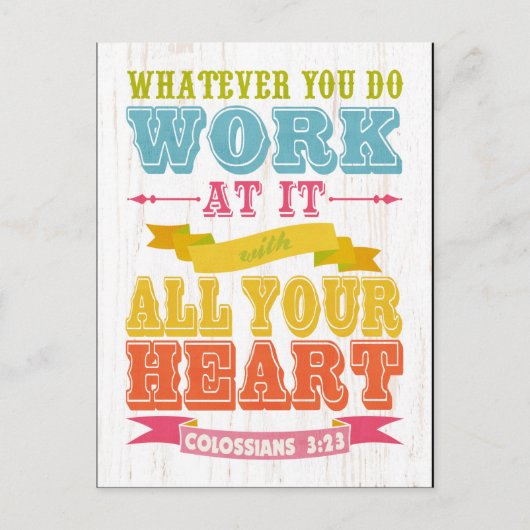 Christliche biblische Verse - Kolossisten 3:23 Postkarte (Vorderseite)