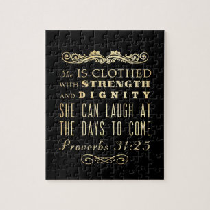Christliche biblische Verse - Sprichwörter 31:25 Puzzle