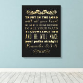 Christliche biblische Verse - Sprichwörter 3:5-6 Leinwanddruck (Insitu (Holzboden))