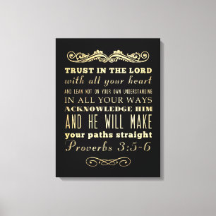 Christliche biblische Verse - Sprichwörter 3:5-6 Leinwanddruck