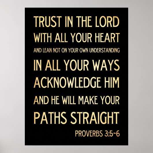 Christliche biblische Verse - Sprichwörter 3:5-6 Poster (Vorne)