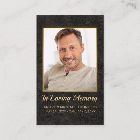 Christliche Black Gold Foto Beerdigungskarte Visitenkarte (Vorderseite)