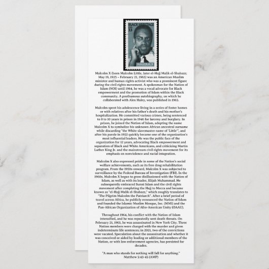 Christliche Black History Card (Vorne/Hinten)