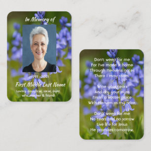 Christliche Blauglocken-Blumen-Andenken-Geschenk Visitenkarte