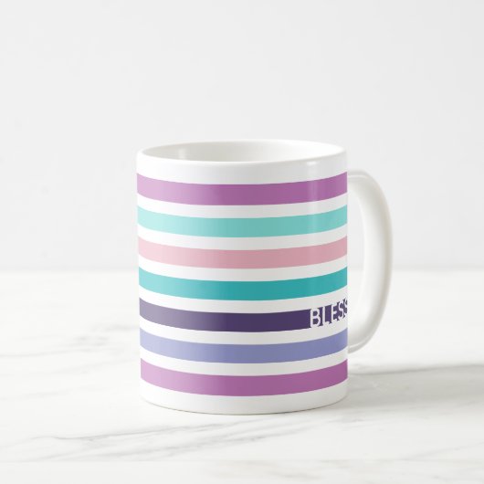 Christliche BLESSED Moderne Pastel gestreift Kaffeetasse (VorderseiteRechts)