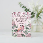 Christliche Blume für Wasserfarben-Vögel Name P Postkarte (Stehend Vorderseite)