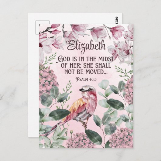 Christliche Blume für Wasserfarben-Vögel Name P Postkarte (Vorne/Hinten)